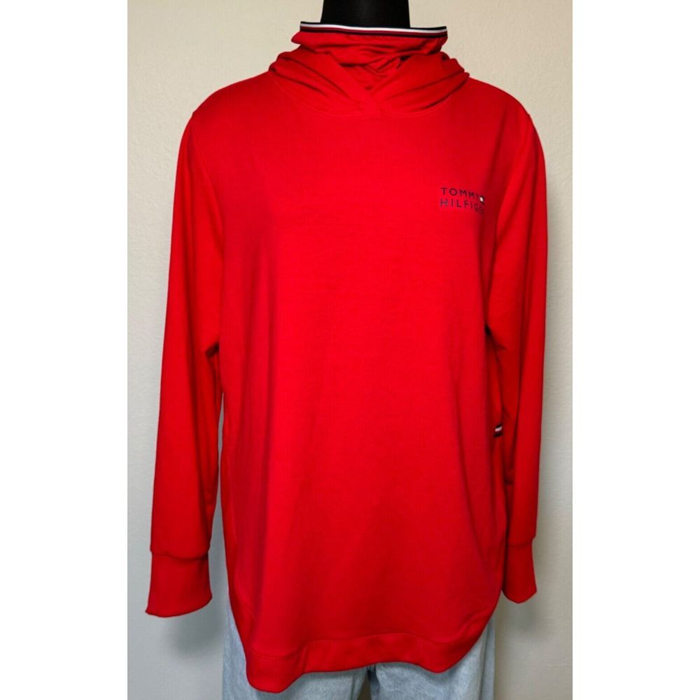 Tommy Hilfiger Hoodie Sport‎ Mask Buff Women Size Large Red Lightweight